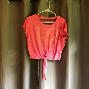 L.O.L. Vintage Pink Love Tie Crop-Top S Pink/Gray Striped